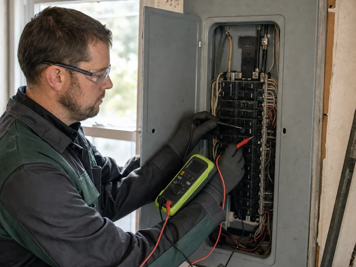 Electrician working on wiring