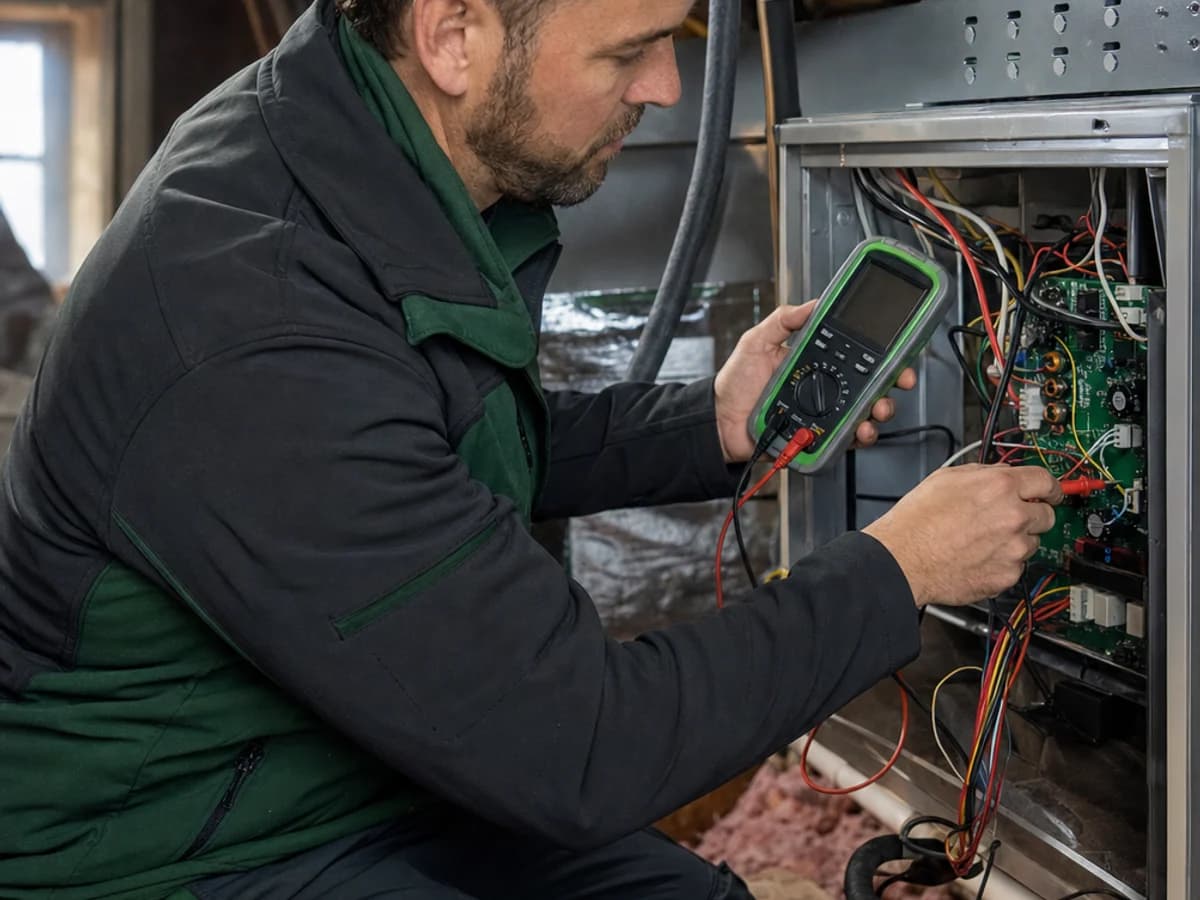 HVAC technician servicing equipment
