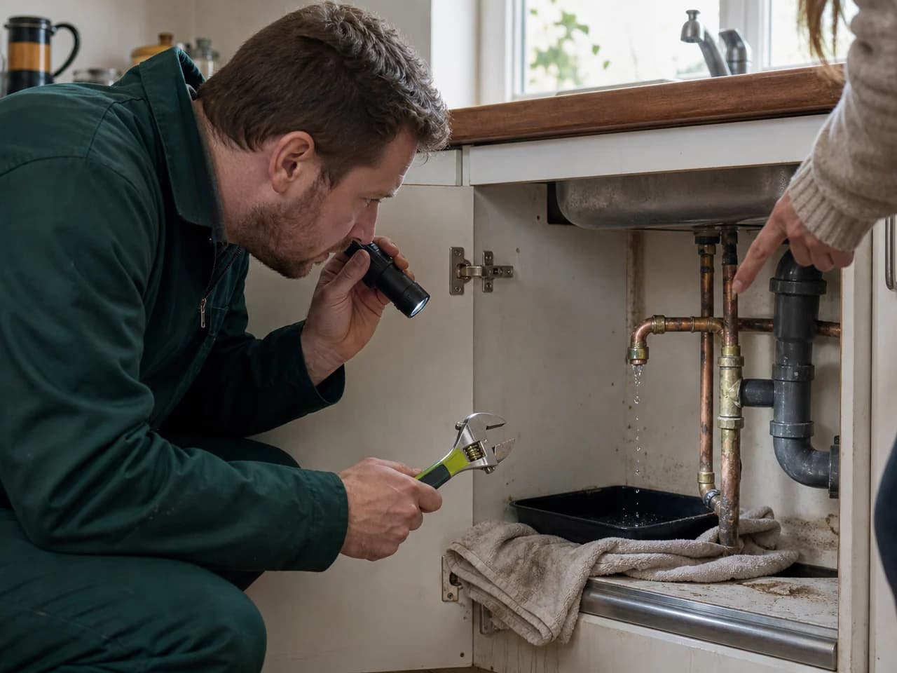 Professional plumber at work